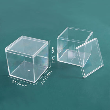 6 Packs Clear Acrylic Plastic Box with Lids, Small Square Containers for Candy, Pill, and Jewelry