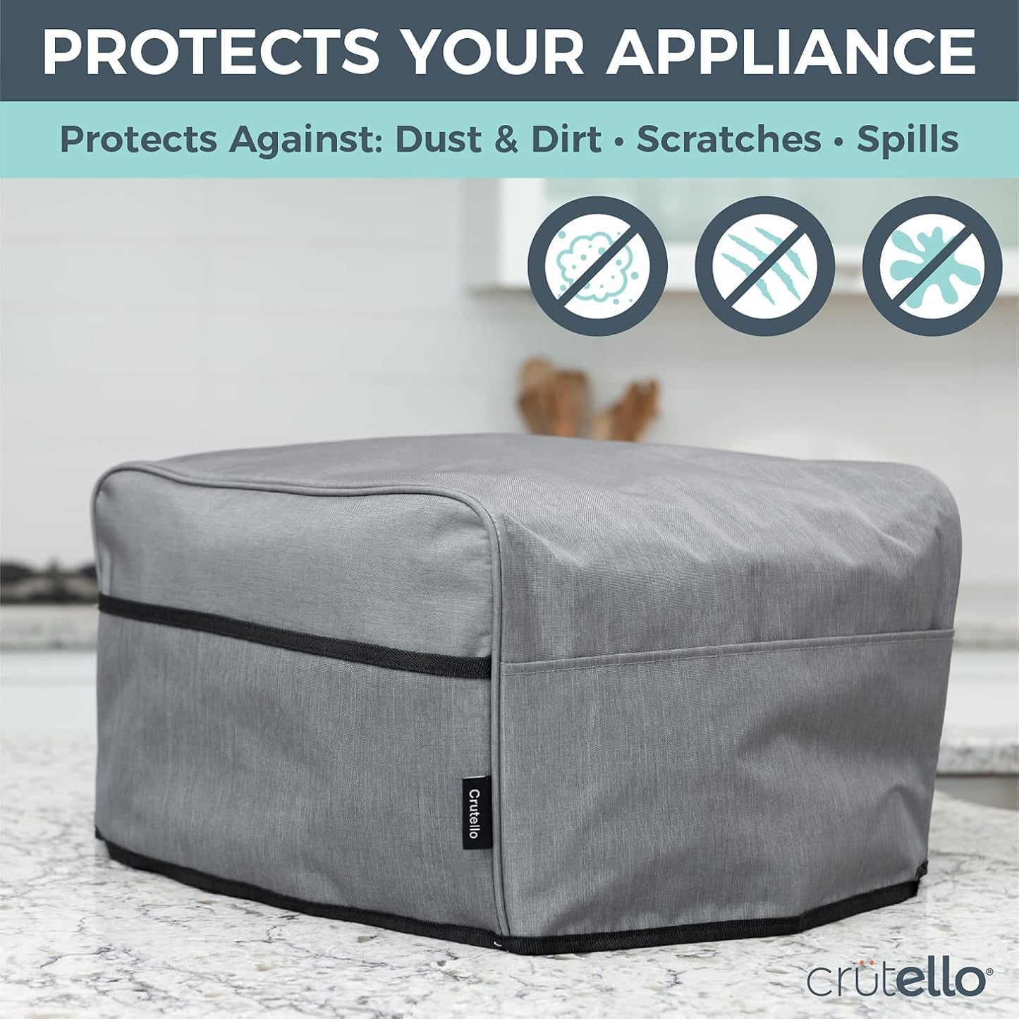 Crutello 4 Slice Toaster Oven Cover with Storage Pockets, High Quality Dust Cover for Kitchen Appliances