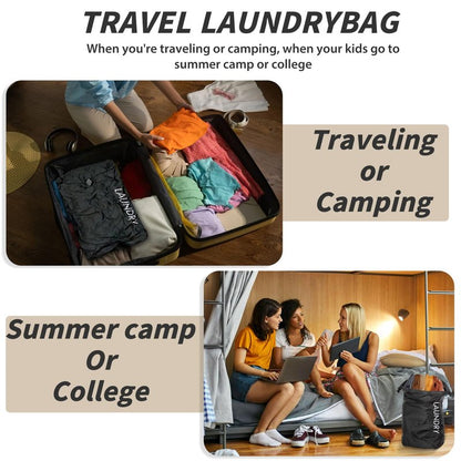 Travel Laundry Bag, Vacuum Compression Dirty Clothes Travel Bag Waterproof Wet Dry Bags Large Capacity Space Saver Bags Reusable Camp Clothes Organizer for Sports College Dorm Laundromat (1 Pcs )Black