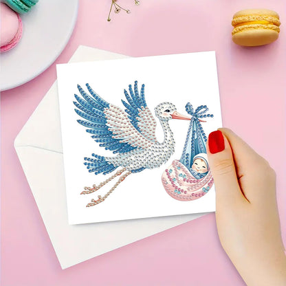DDGYP 6 Packs Diamond Art Painting Greeting Cards, 5D DIY Diamond Art Cards with Envelopes, Adult DIY Diamond Art Kits, Handmade Greeting Card Set for New Family Celebrations & Gift Giving