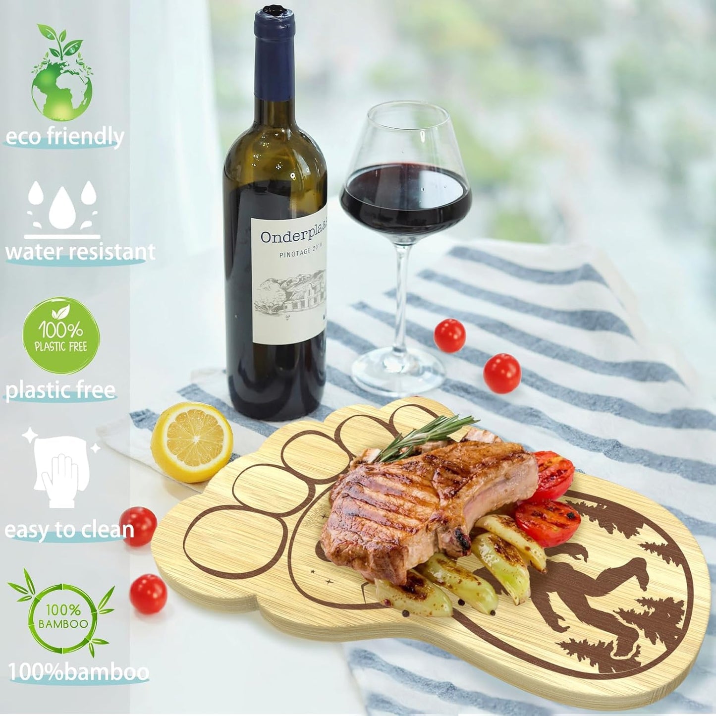 Unique Bigfoot Gifts - Sasquatch Charcuterie Board 12.6" X 7.6" Footprint Cheese Board & Serving Tray for Party Gifts
