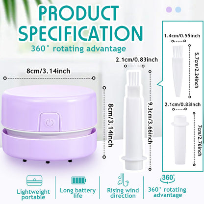Honoson 2 Pcs Diamond Painting Tool Drill Quicker Picker for Spilled Diamonds 5d Painting Accessories Vacuum Cleaner Mini Table Desktop Sweeper Organizer Clean Art Beads Crumb(Blue, Purple)