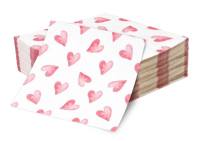 Gift Boutique Watercolor Heart Lunch Napkins, 50 Count 3-Ply Paper Napkins for Valentine’s Day Parties, Showers, Weddings & Events