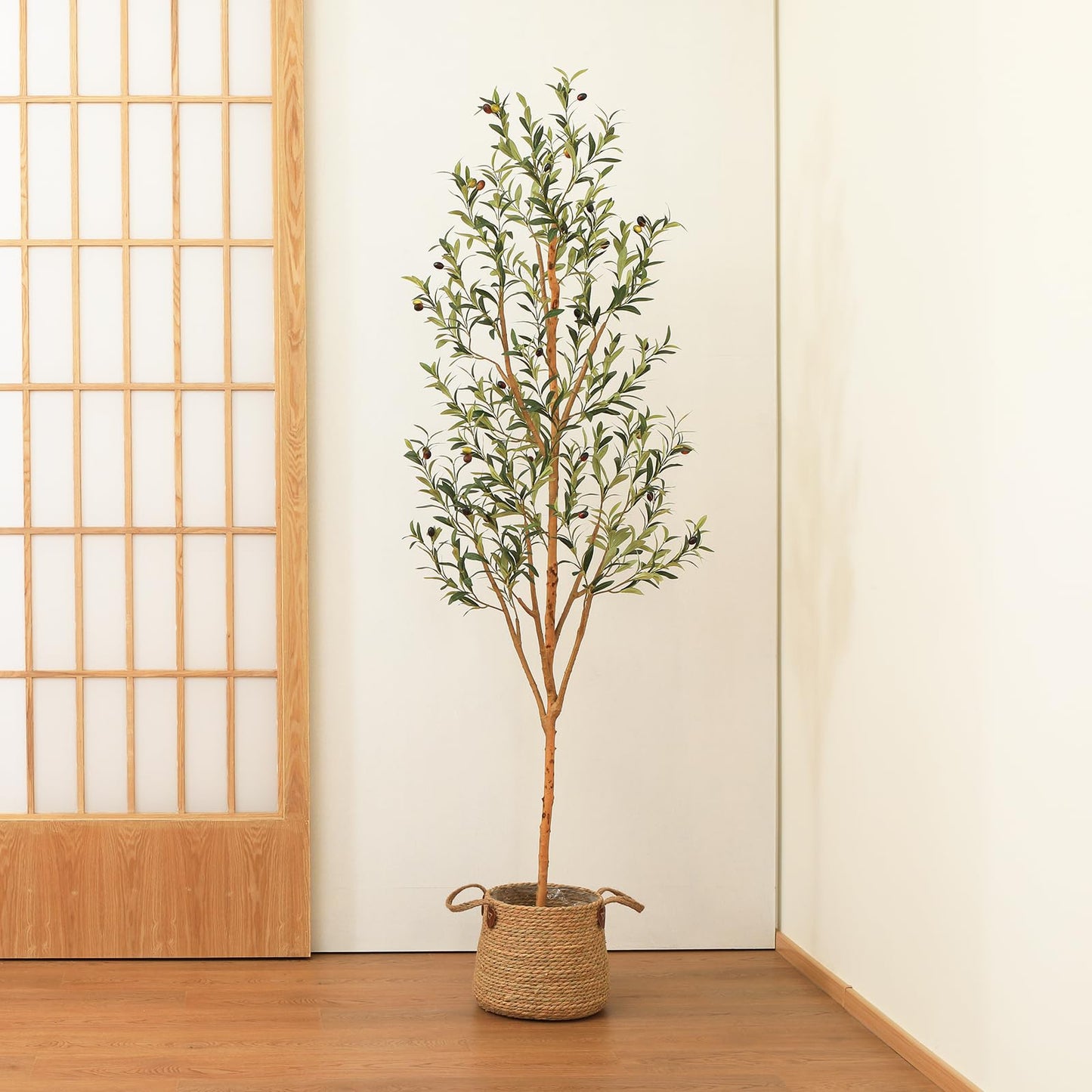Kazeila Artificial Olive Tree 6FT Tall Faux Silk Plant for Home Office Decor Indoor Fake Potted Tree with Wood Branches and Fruits