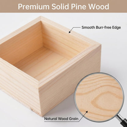 HONSHEN Wooden Storage Box Set, 8 Inch Rectangle Box with 2 Pcs 3 Inch Square Boxes, Decorative Wood Organizer for Jewelry, Trinkets, Office & Home