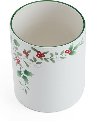 Pfaltzgraff Winterberry Kitchen Utensil Crock Holder, 6 Inch, Multicolored Design for Kitchen Counter