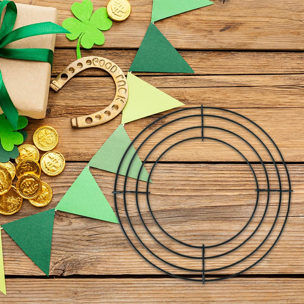 2 Pack Large Round Metal Wreath Form - 14 inch Dark Green Wreath Ring for Christmas Wreath Making Supplies, Door Decor