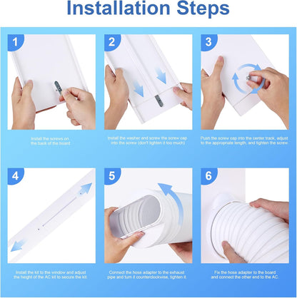 Portable Air Conditioner Window Vent Kit, Adjustable AC Window Seal Kit, Sliding Door AC Vent Kit, 5.9 Inch Diameter