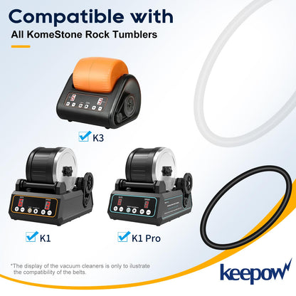KEEPOW Rock Tumbler Belts Replacement Set Compatible with KomeStone Rock Tumbler K1 & K1 Pro & K3, 10 Pack