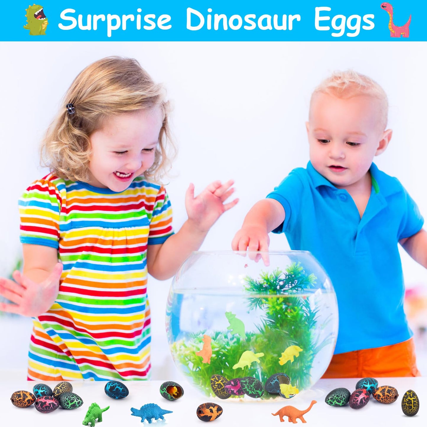 60PCS Small Hatching Dinosaur Eggs for Dinosaur Birthday Party Favors Summer Goodie Treat Bag Stuffers Classroom Carnival Prizes Bulk Pinata Fillers Novelty Grow in Water Dino Eggs with Toys Inside