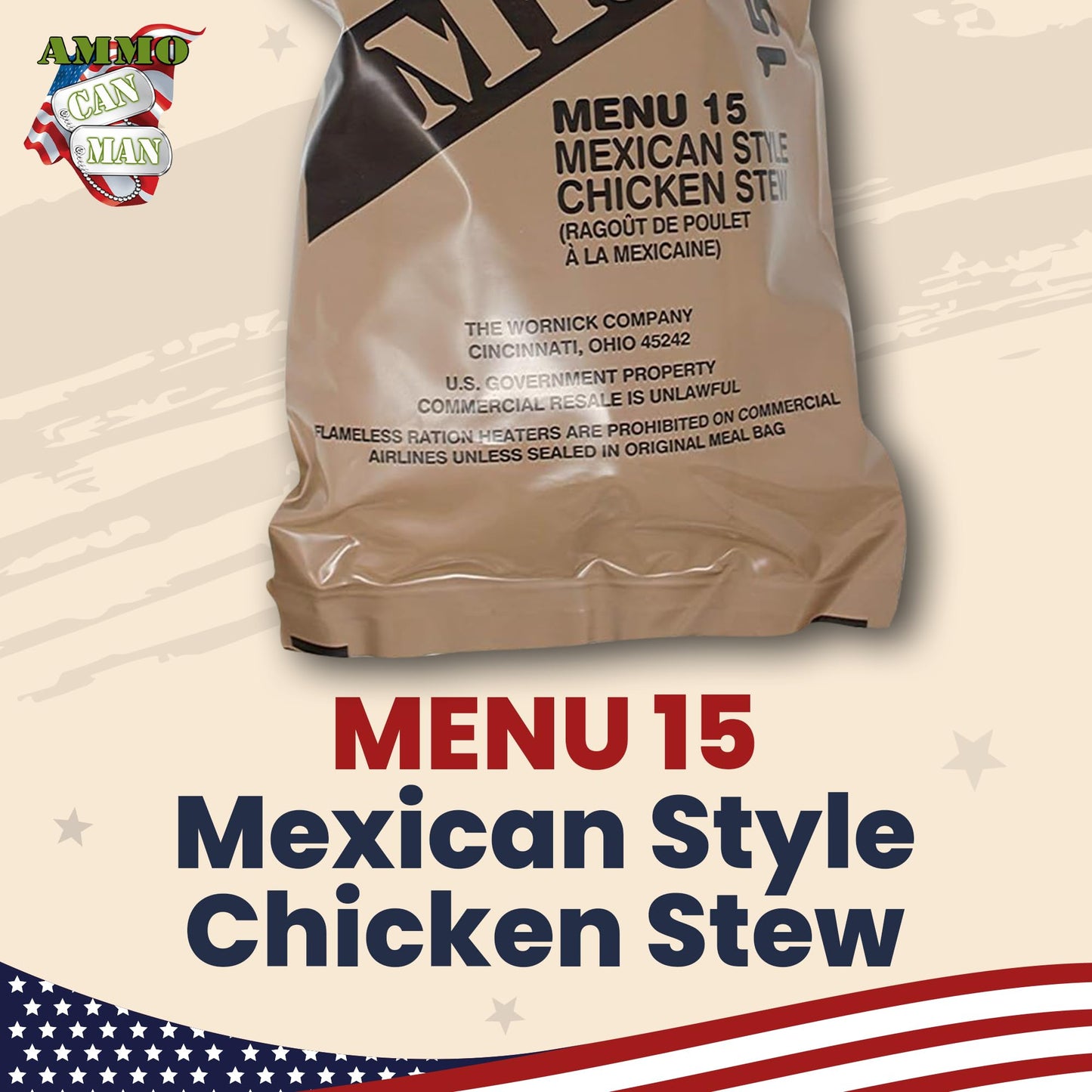 Meals Ready to Eat Surplus (Pack of 4) - MRE Emergency Food Rations w/Assorted Flavors for Camping, Survival & More - 2015 Package date or Newer
