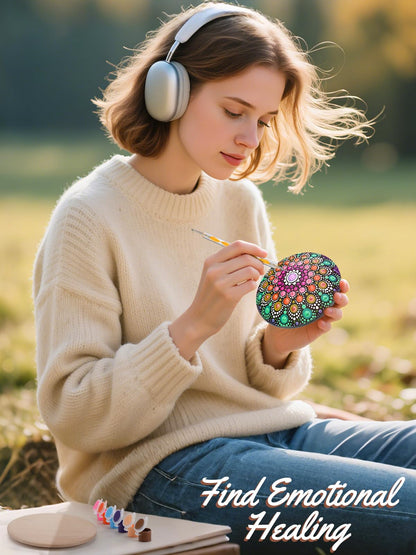 Beeplove Relaxing Crafts for Adults - Gifts for Women Mom Daughter Sister Friend Co-Worker, Beginner Friendly Mandala Rock Painting Kit with Stencils Dotting Tools