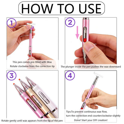 ZYNYXY 14PCS Diamond Art Pens Kits, Self-Stick Drill Pens, Refillable Wax Pen with Metal Correction, Diamond Art Accessories Tray for Nail & 5D DIY Diamond Painting (Pink-Purple)