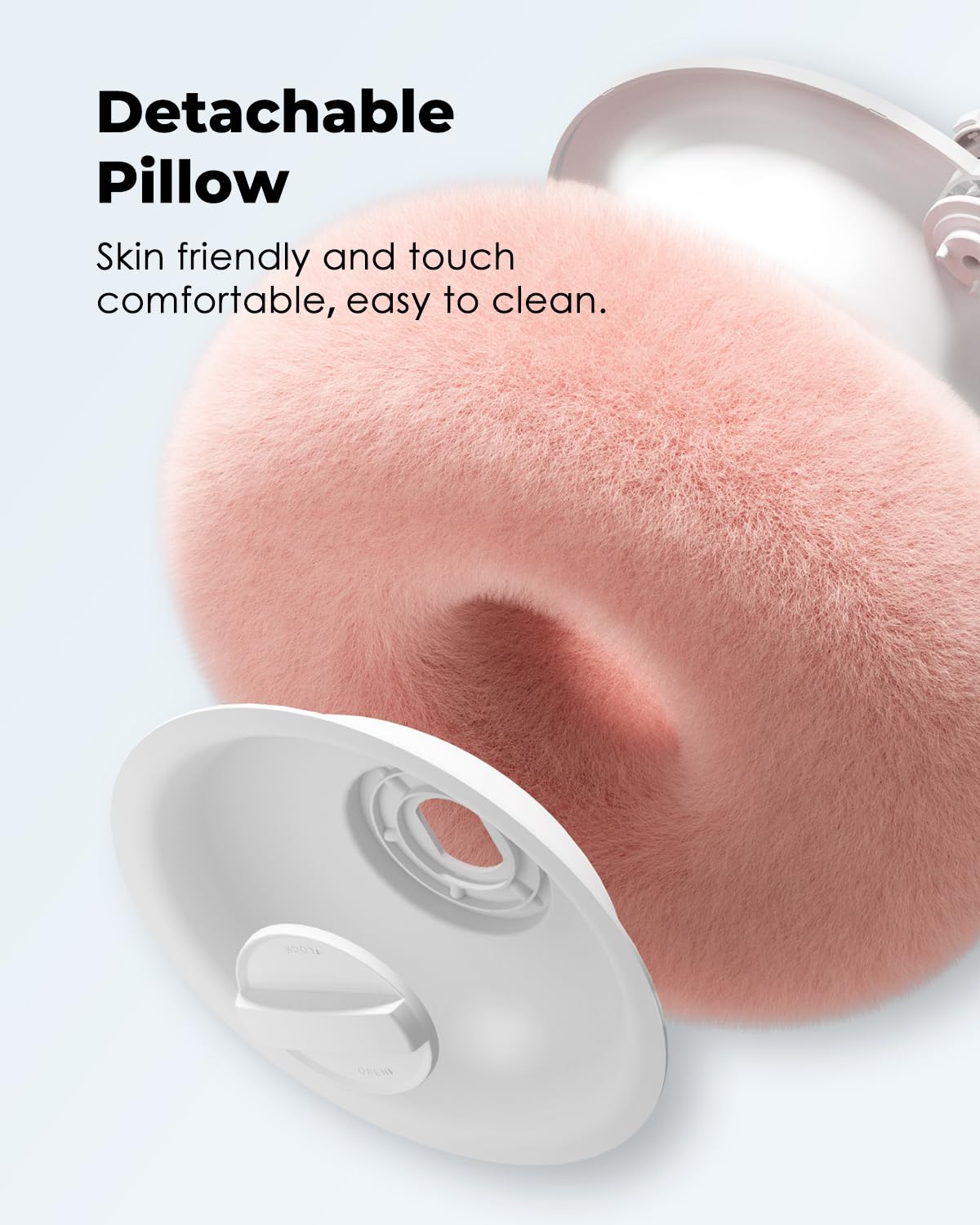 Viozon Tablet Stand Pillow, Compatible with 4.7"-13" Phone/Tablet, iPad, iPhone, Samsung, Google, Kindle, 360°Adjustable Phone Holder for Bed with Soft Plush Fabric, and Detachable Bowl, Pink