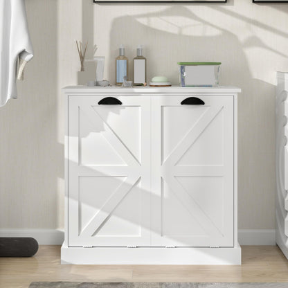 Modern Contemporary Laundry Sorter Cabinet, Two-Compartment Tilt-Out, for Bathroom Living Room Hallway