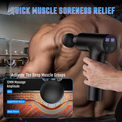 cotsoco Massage Gun Deep Tissue, Muscle Massage Gun with 9 Attachment Heads 20 Speeds & Silent Brushless Motor for Pain Relief, Handheld Percussion Back Massager Gun for Athletes(Black)