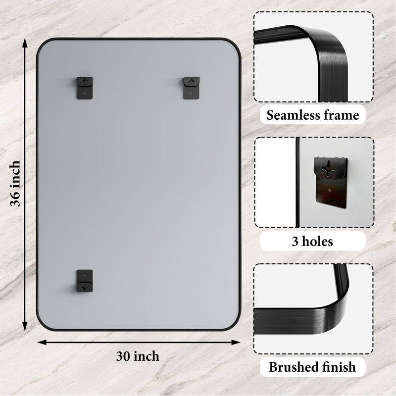 30x36 Inch Black Metal Framed Bathroom Mirror for Wall, HD Tempered Glass, Vanity Mirror for Over Sink, Anti-Rust Aluminum Alloy Mirror, Farmhouse, Horizontally or Vertically Hanging