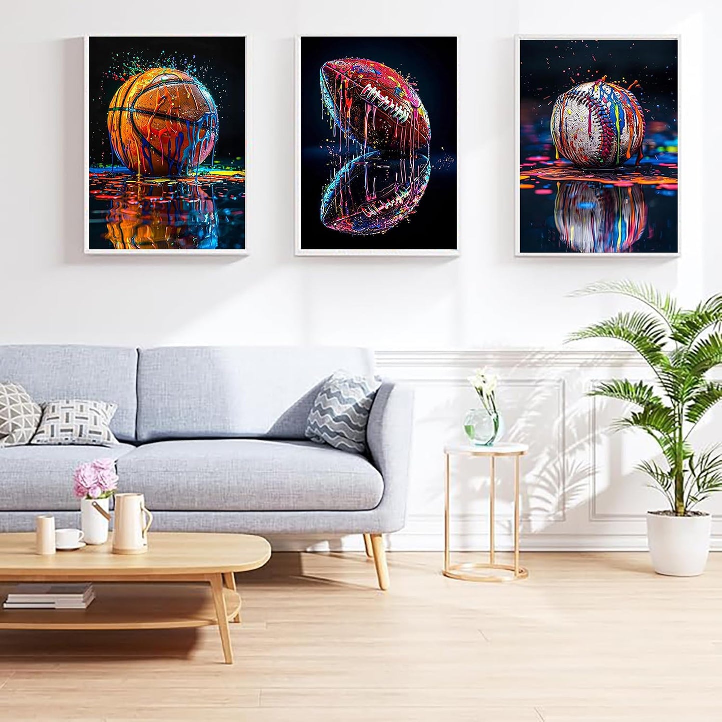 YOLENIX Square Diamond Art Kits for Adults, 3 Pack Graffiti Ball Diamond Painting Kits for Beginners, DIY Diamond Dots Ball Games 5D Gem Art Square Drill Painting Kits for Home Wall Decor 12x16 inch