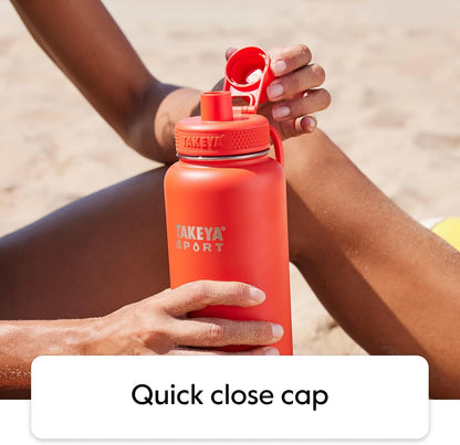 Takeya Sport 32 oz Triple Wall Insulated Stainless Steel Water Bottle - Ice Blocking Spout Lid