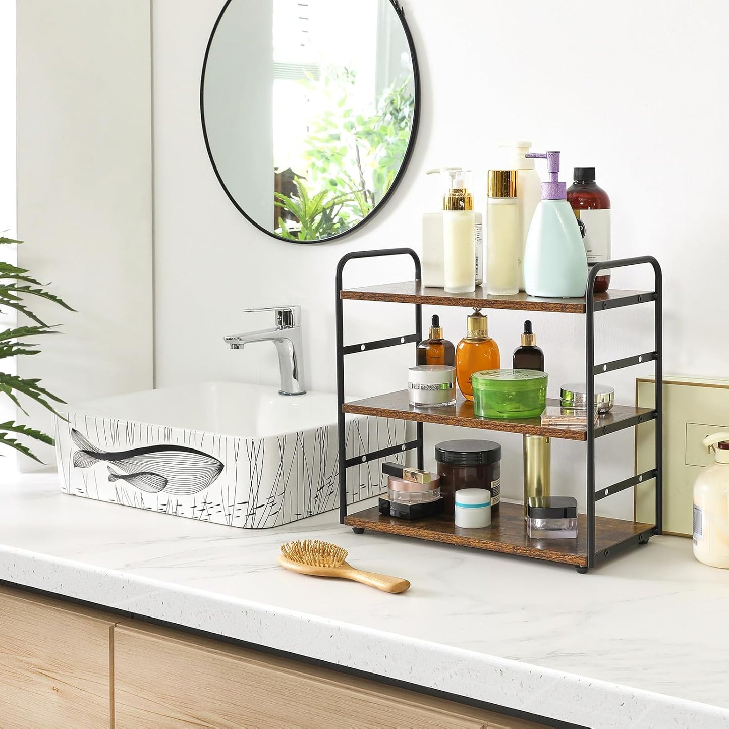 3-Tier Counter Countertop Counter TWJ001H IBUYKE Bathroom Organizer, Tray Storage Shelf, Kitchen Spice Rack Standing