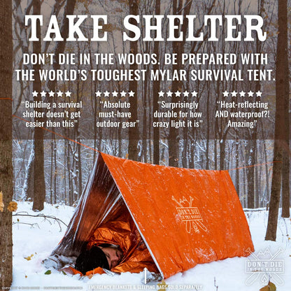 World's Toughest Ultralight Survival Tent • 2 Person Mylar Emergency Shelter Tube Tent + Paracord • Year-Round All Weather Protection for Hiking, Camping, & Outdoor Survival Kits (Army Green)