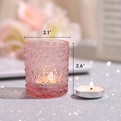 Lanttu 36 Pack Pink Votive Candle Holder, Flower Tea Lights Candles Holders for Wedding Table Centerpieces, Birthday Parties, Anniversary, Pink Bridal Shower and Holiday Decorations