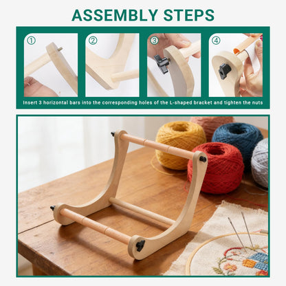Airo Adjustable Embroidery Table Stand,with 2 Size Rods (11.8" & 15.3"), Cross Stitch Holder for Hand Work & Lap Stitching with Both Hands Free