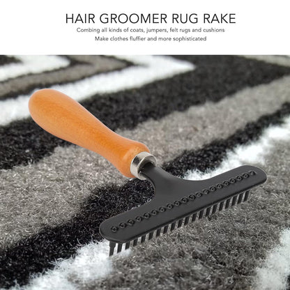 Handheld Carpet Rake, Stainless Steel Grooming Tool for Cleaning Shag Rugs, Portable Carpet Rake
