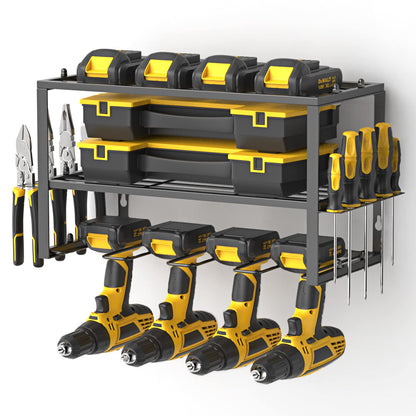 Spacecare Power Tool Organizer- Power Drill Tool Holder- Heavy Duty Tool Shelf & 1 Pack 3 Layers Tool Rack Cordless Drill Holder- Floating Tool Shelf Wall Mounted Tool Storage Rack for 4 Drill Holders