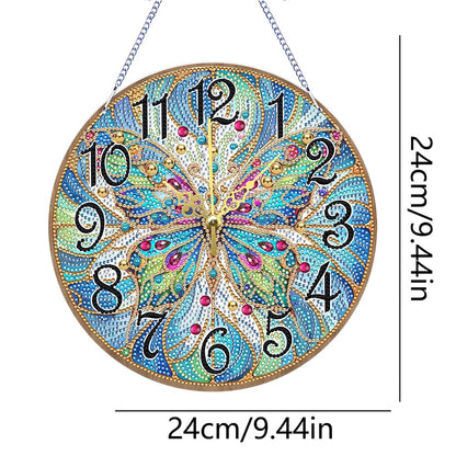 POETRYDRAW DIY 5D Wooden Diamond Painting Clock Kits for Adults Butterfly Art Wall Clock Crystal Rhinestone Diamond Painting by Number Mosaic Art Crafts Home Wall Decor