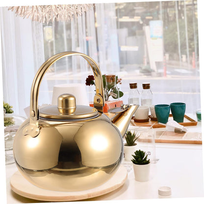 1pc Stainless Steel Whistling Tea Kettle, Portable Stove Teapot with Infuser, Water Boiler Filter for Heating