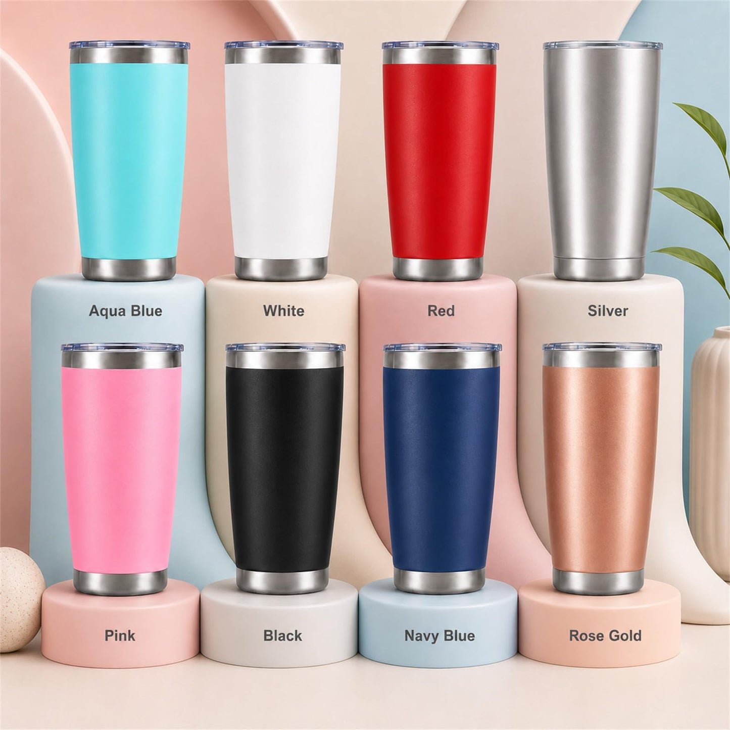 Pandance 20oz Stainless Steel Insulated Tumblers Bulk, Navy Blue, 12 Pack