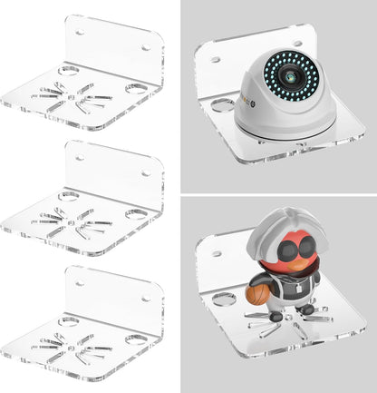 3 Pack Sezanrpt Clear Acrylic Wall Shelf for Smart Security Cameras, Baby & Pet Monitors, Small Floating Shelf