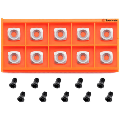 TANOMATE Negative Rake 11x11x2.0mm-R50 with Screws Carbide Replacement Inserts Cutter for Woodturning Lathe Tools.