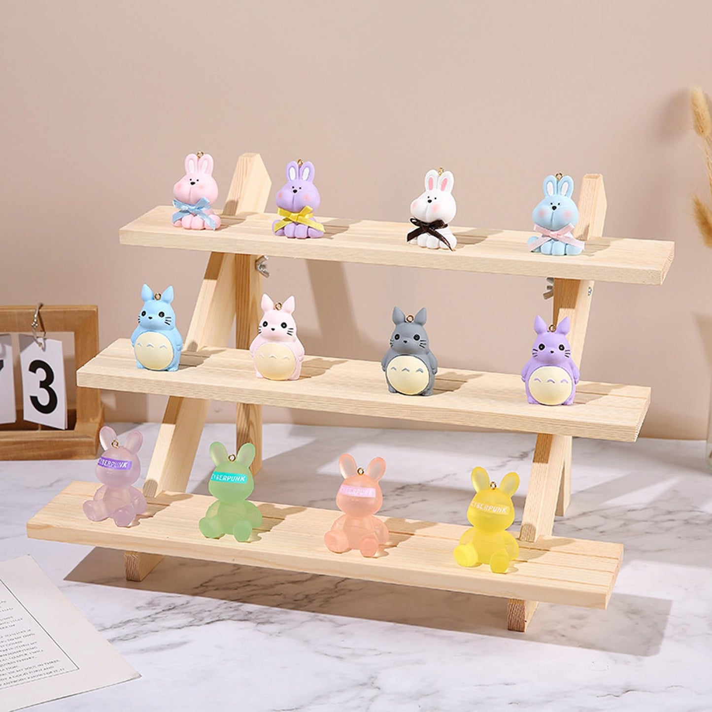 Acrux7 2 Pack 3 Tier Wooden Display Stand, Wooden Earring Display Wood Cupcake Stands, Detachable Wood Tiered Jewelry Card Display Stand with Groove for Jewelry Cupcake Vendors Retail Party Home