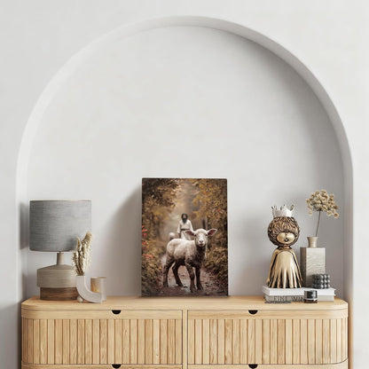 Christian Wall Decor | 11" X 15" Jesus And Lamb Art - Perfect For Prayer Rooms & Baptism Gifts
