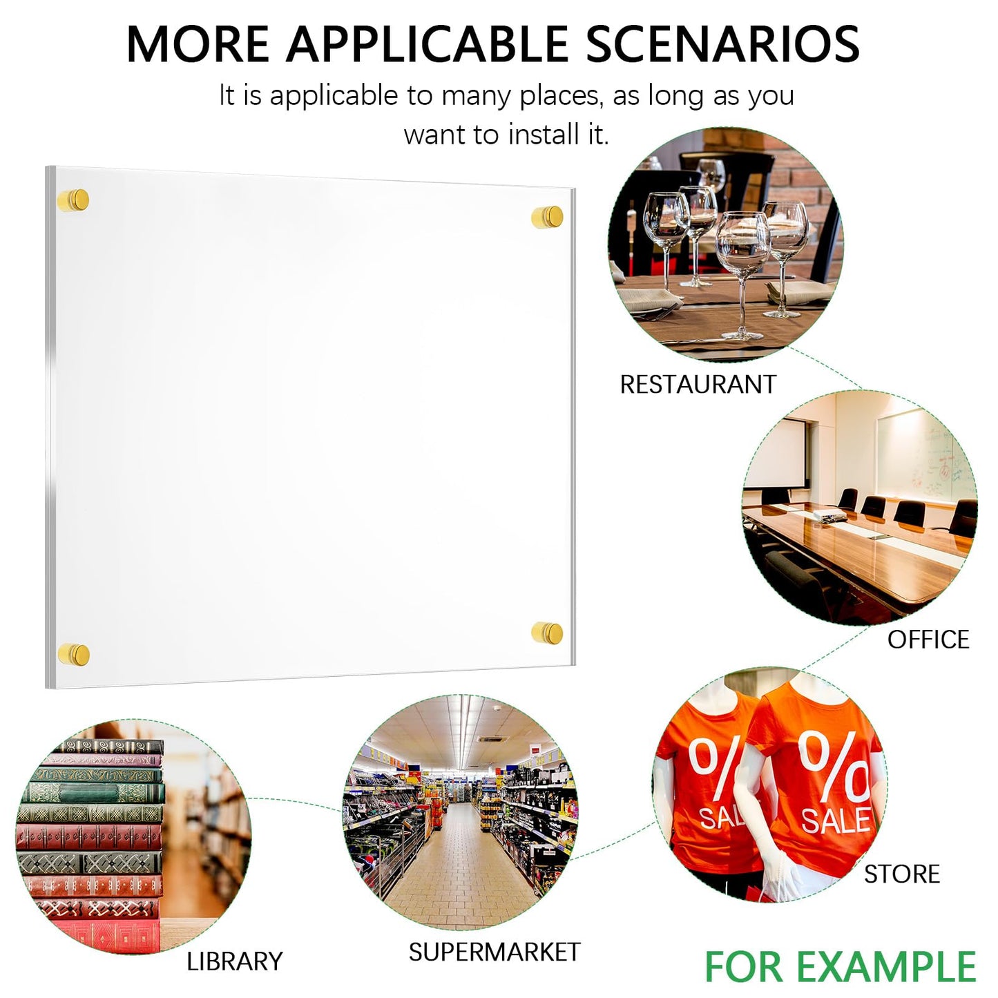 Sintuff 8 Pack Acrylic Floating Picture Frame Wall Mount Frameless Photo Frames Double Panel Clear for Office Home Photography Display (for 8" X 10" Picture,Full Frame 9.2" X 11.4",Gold)
