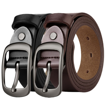 West Leathers [2 Pack Women's Belts Genuine Leather Belts, Fashion Cowhide Waist Belt with Pin Buckle for Jeans Pants and dresses Black&Brown