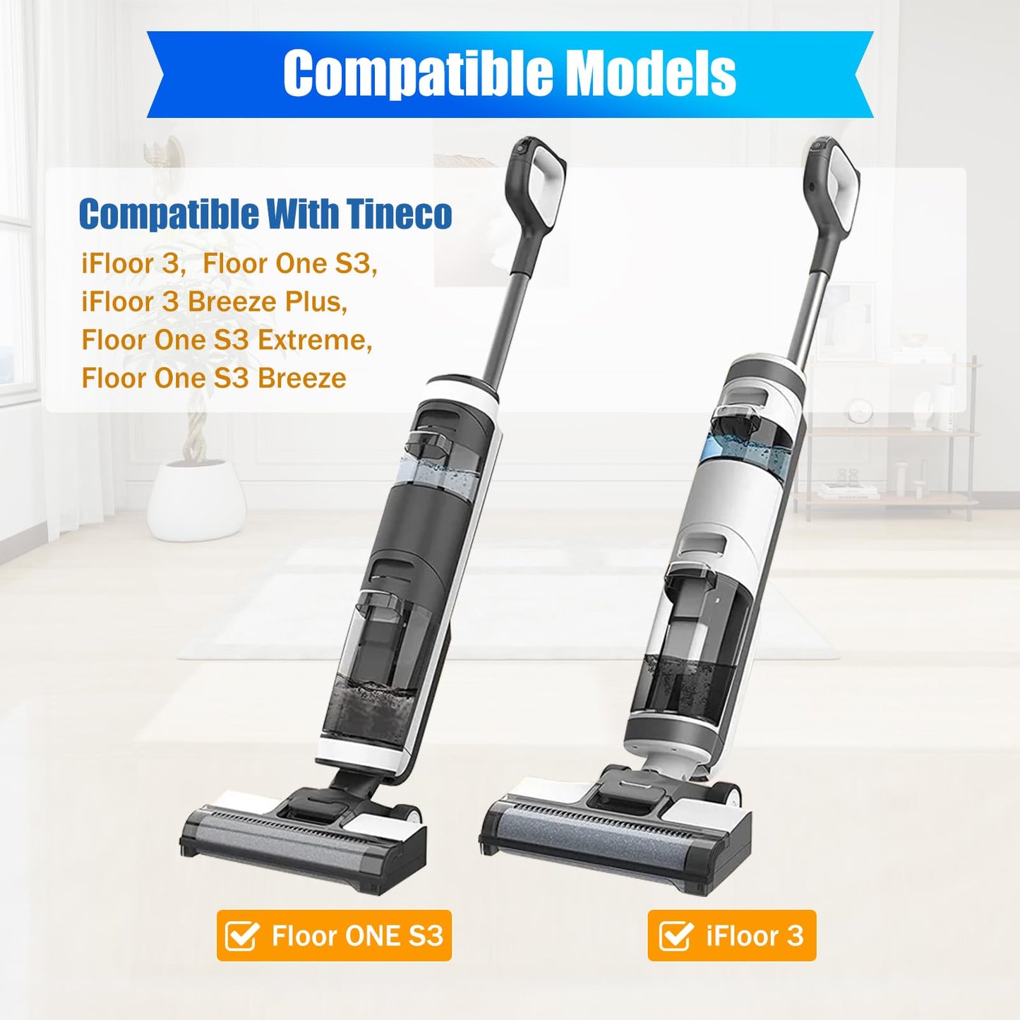 Vanclearidea Replacement Roller Brush Compatible with Tineco iFloor 3/ Floor One S3/ iFloor 2 Brushroll Cordless Wet Dry Vacuum Cleaner-2Pack
