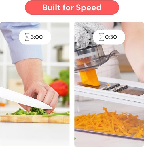 Fullstar Mandoline Slicer - 6-in-1 Kitchen Gadget with Safety Glove | Versatile Fruit, Cheese, and Veggie Cutter in White