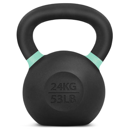 Yes4All Powder Coated Kettlebell, Cast Iron Core Kettlebells with Non-Slip Handle & Flat Bottom for Conditioning, Heavy Duty for Strength Training, 9lb to 71lb - Single & Pair
