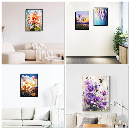 BWFY 12 Pack Diamond Art Kits for Adults,5D Diamond Painting Kits for Adults,Flower Series Paint with Numbers Diamonds for Home Wall Decor Festival Gift, 12x16 Inch