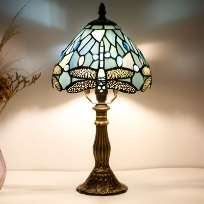 TCODTPOL Table Lamp Base Replacement Only, Wide 4 Height 15 Inch, Fit for 6, 8, 10 Inch Tiffany Style Stained Glass Lampshade, Dark Bronze Finish,Resin, Push Switch On Cord(B (W4H15 Inch))