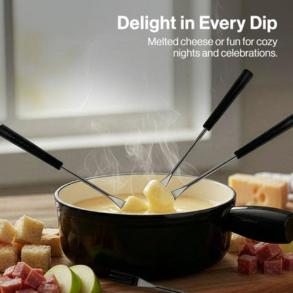 Swissmar Lugano Cast Iron Cheese Fondue Pot Replacement, 2 QT / 2 L – Compatible with Swissmar Lugano Fondue Sets – Ideal for Melting Cheese, Chocolate, & Caramel – Metallic Black