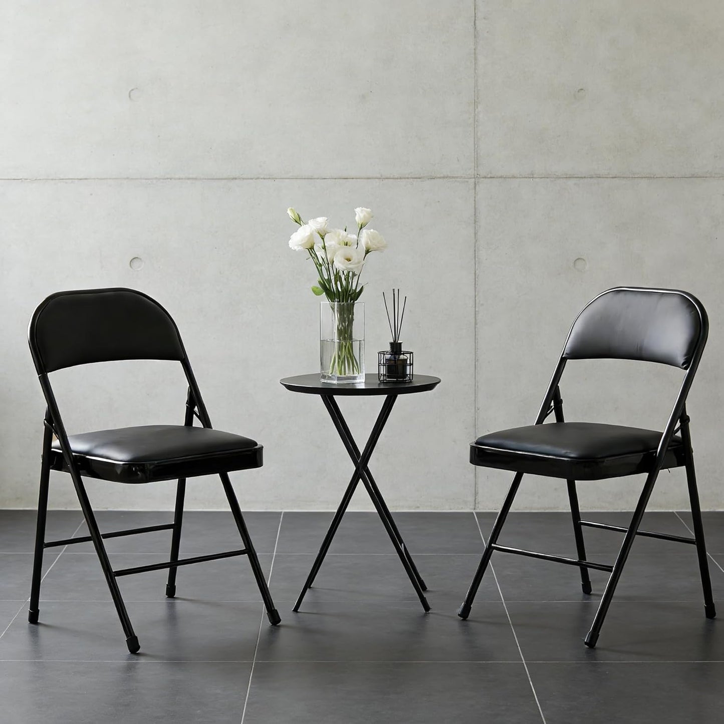 2 Pack Commercial-Grade Simple Deluxe Portable Padded Folding Chairs, Leather Upholstered Seat Pad & Durable Metal