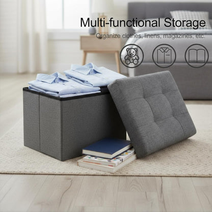 DIDIBIRD Room,Bedroom,Office,Dorm,287 lb Capacity,17x13x13in,Grey Storage Ottoman,Folding Ottomans with Storage,Linen