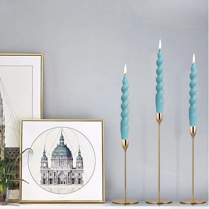 Spiral Taper Candlesticks Blue Candles Stick Twisted Candles H 7.5inch Wax Unscented Dinner Candle Dripless for Home Decor, Relaxation & All Occasions(Blue)