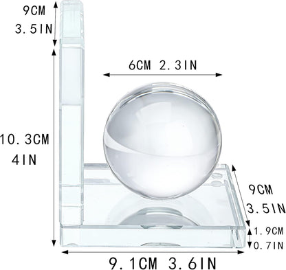 Skiennix Crystal Bookends - L-Shape Non-Skid Heavy-Duty Book Holders | Clear 4-Inch Decorative Ornaments