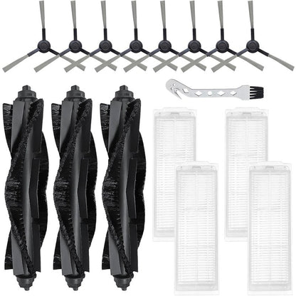 WVCR200S Replacement Parts for WYZE Robot Vacuum Cleaner WVCR200S Spare Accessories, 3 Main Roller Brush, 8 Side Brushes, 4 Hepa Filters, 1 Cleaning Tool