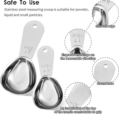 Smithccraft Measuring Coffee Scoop - 18/8 Stainless Steel Set of 2, Metric & US Tablespoons 15ml and 30ml